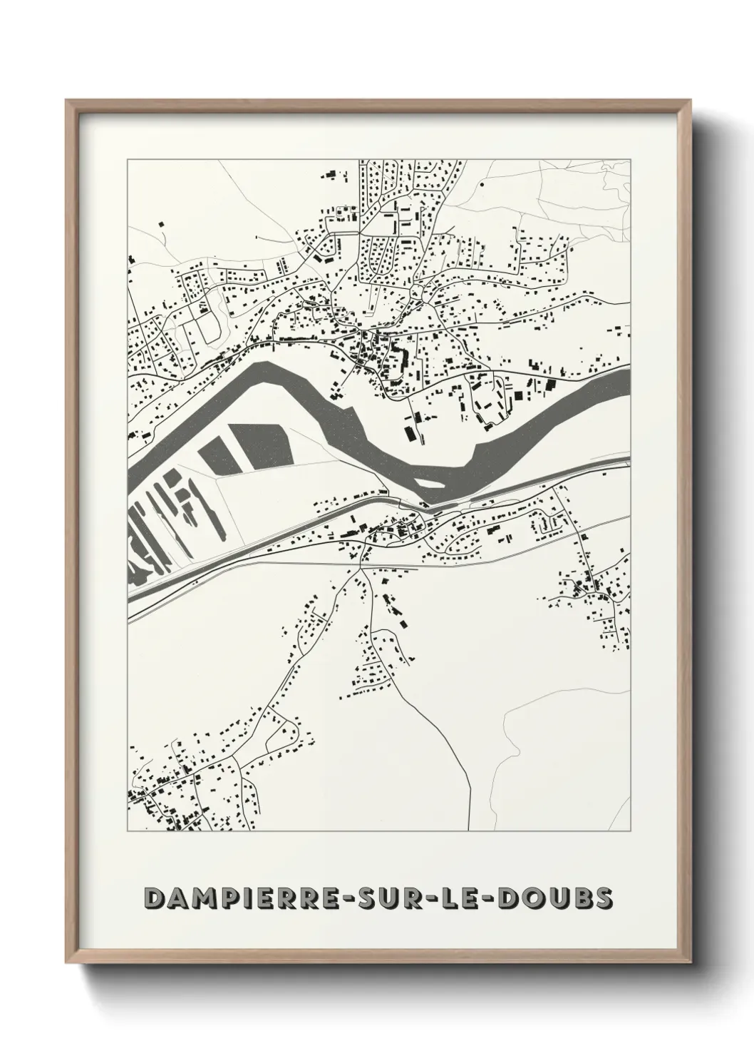 Un poster carte Dampierre-sur-le-Doubs