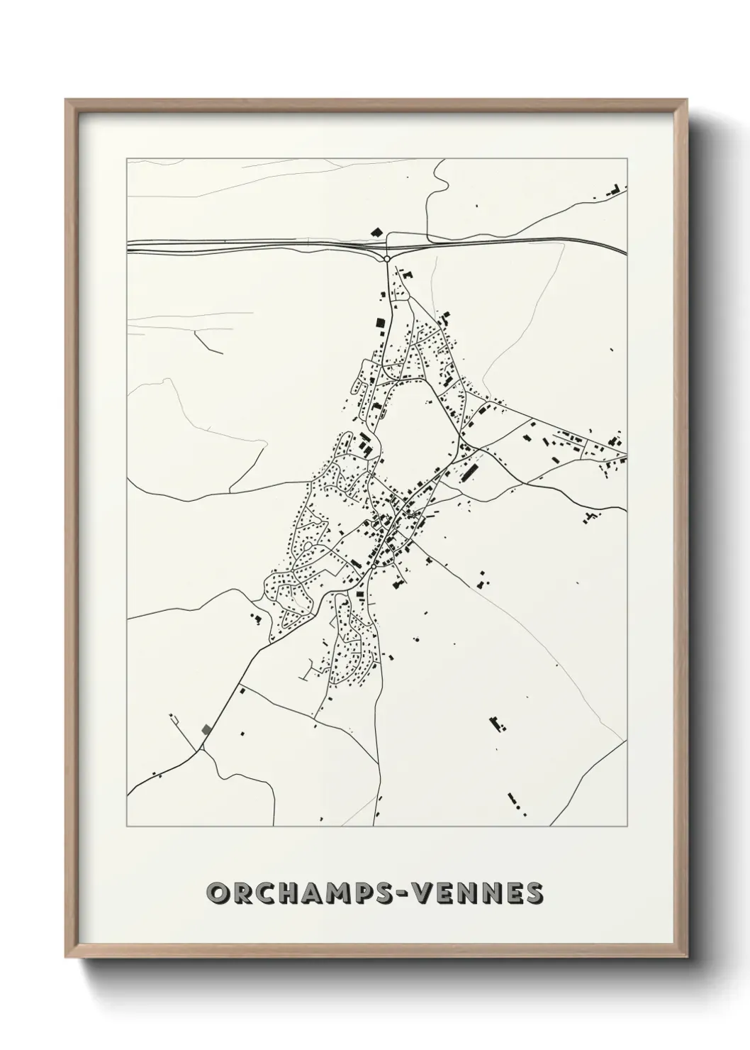 Un poster carte Orchamps-Vennes