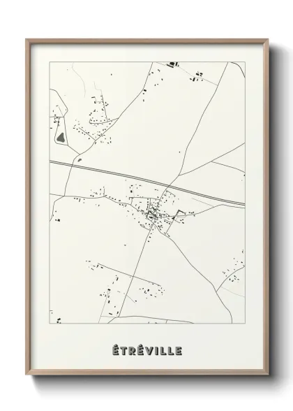 Une affiche de carte sur Étréville