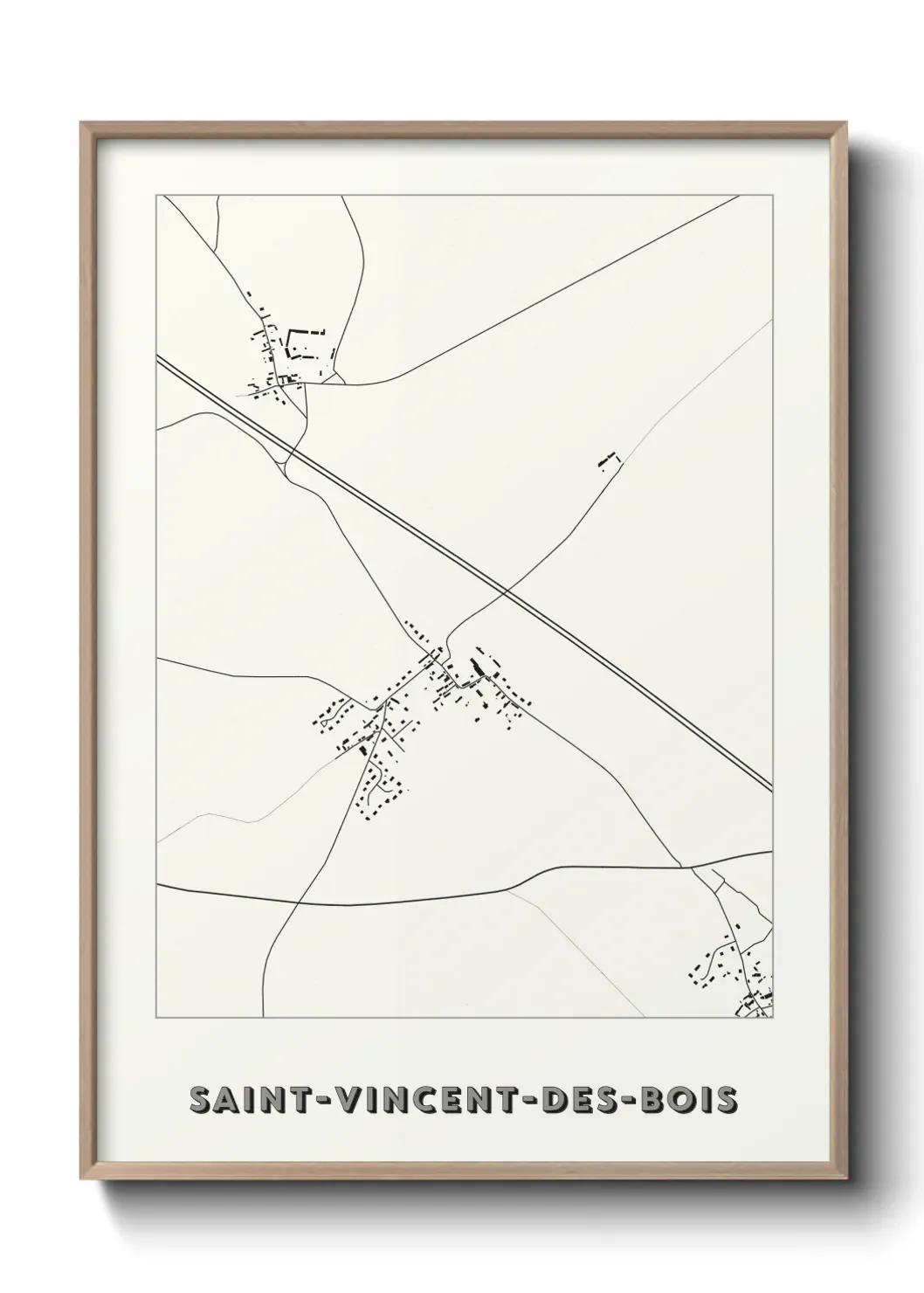 Un poster carte Saint-Vincent-des-Bois