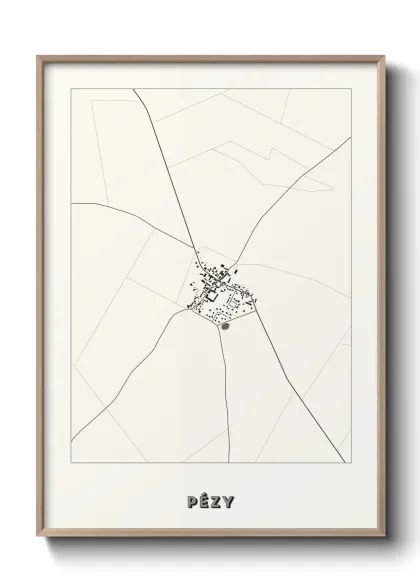 Une affiche de carte sur Pézy