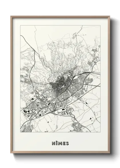 Une affiche de carte sur Nîmes
