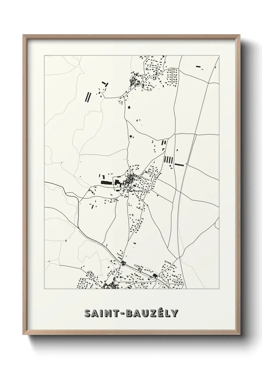 Un poster carte Saint-Bauzély