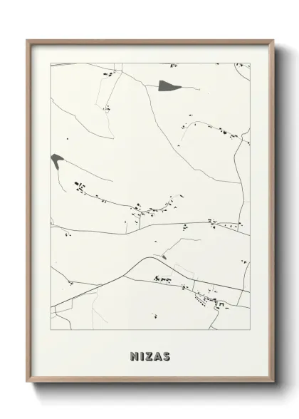 Une affiche de carte sur Nizas