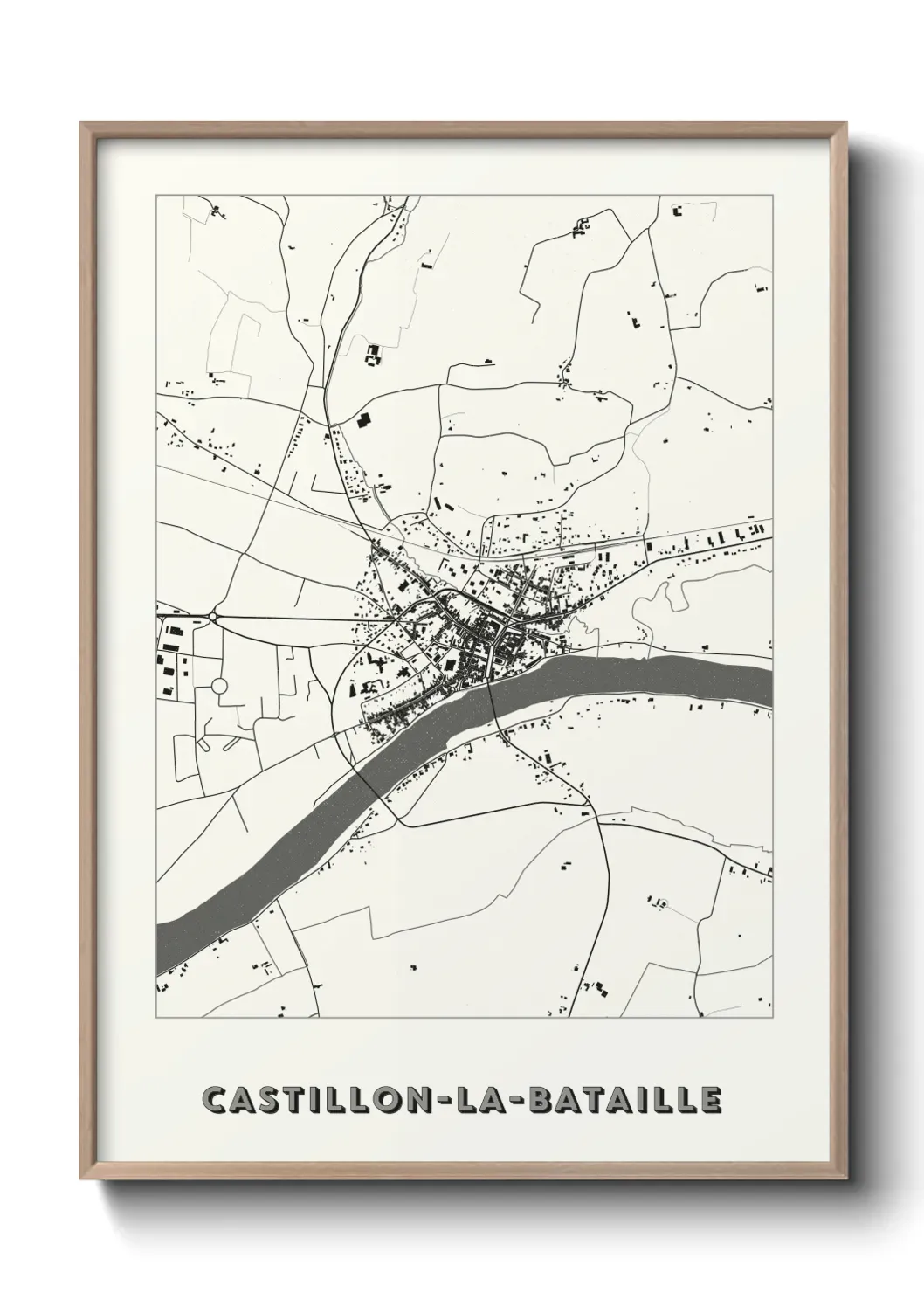 Un poster carte Castillon-la-Bataille