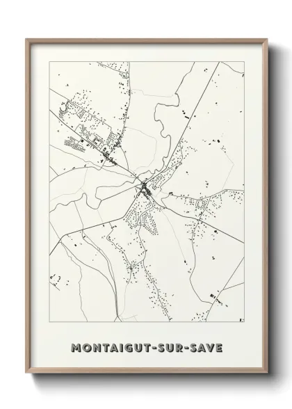 Une affiche de carte sur Montaigut-sur-Save
