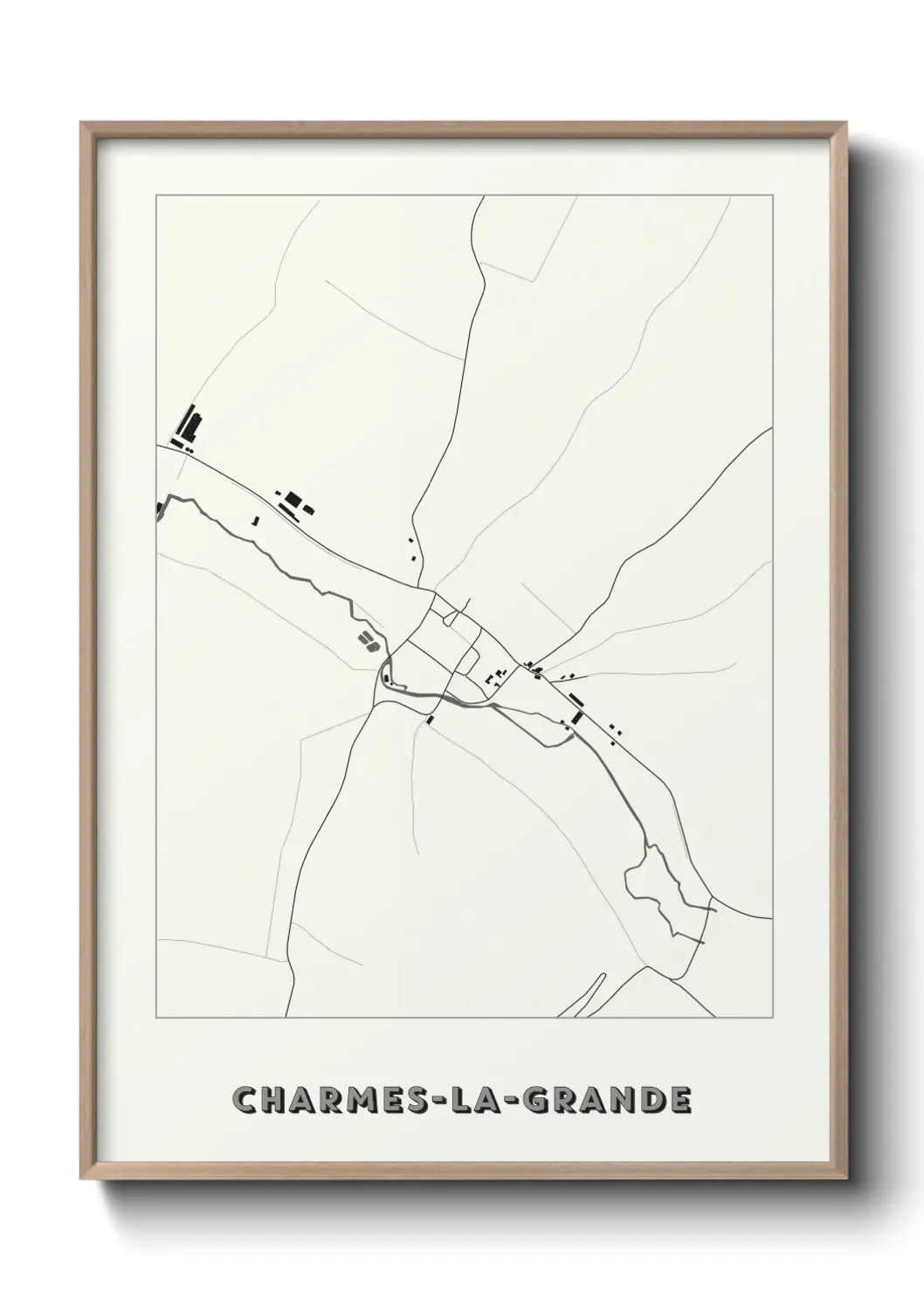 Un poster carte Charmes-la-Grande