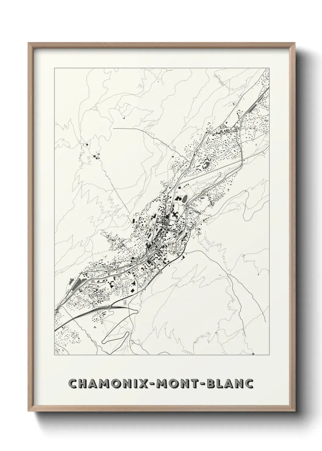 Un poster carte Chamonix-Mont-Blanc