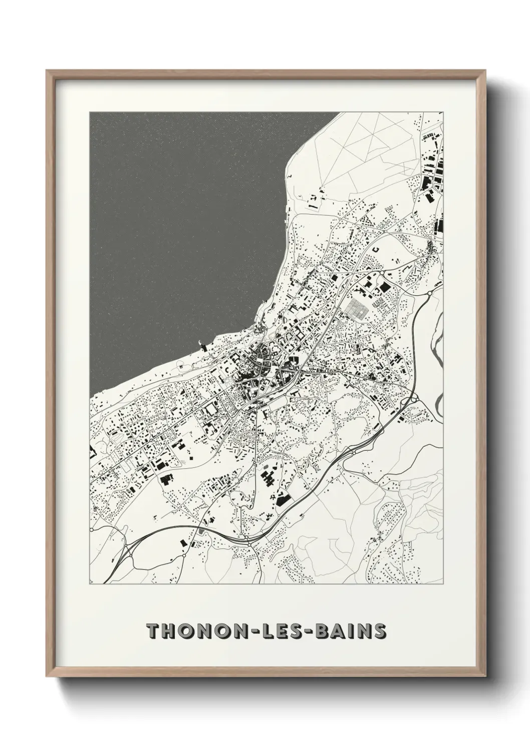 Un poster carte Thonon-les-Bains