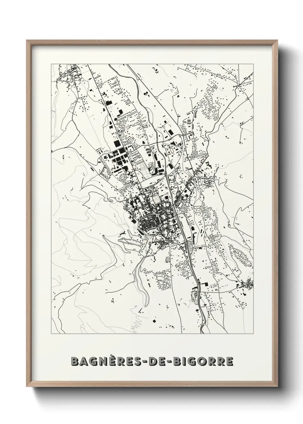 Un poster carte Bagnères-de-Bigorre