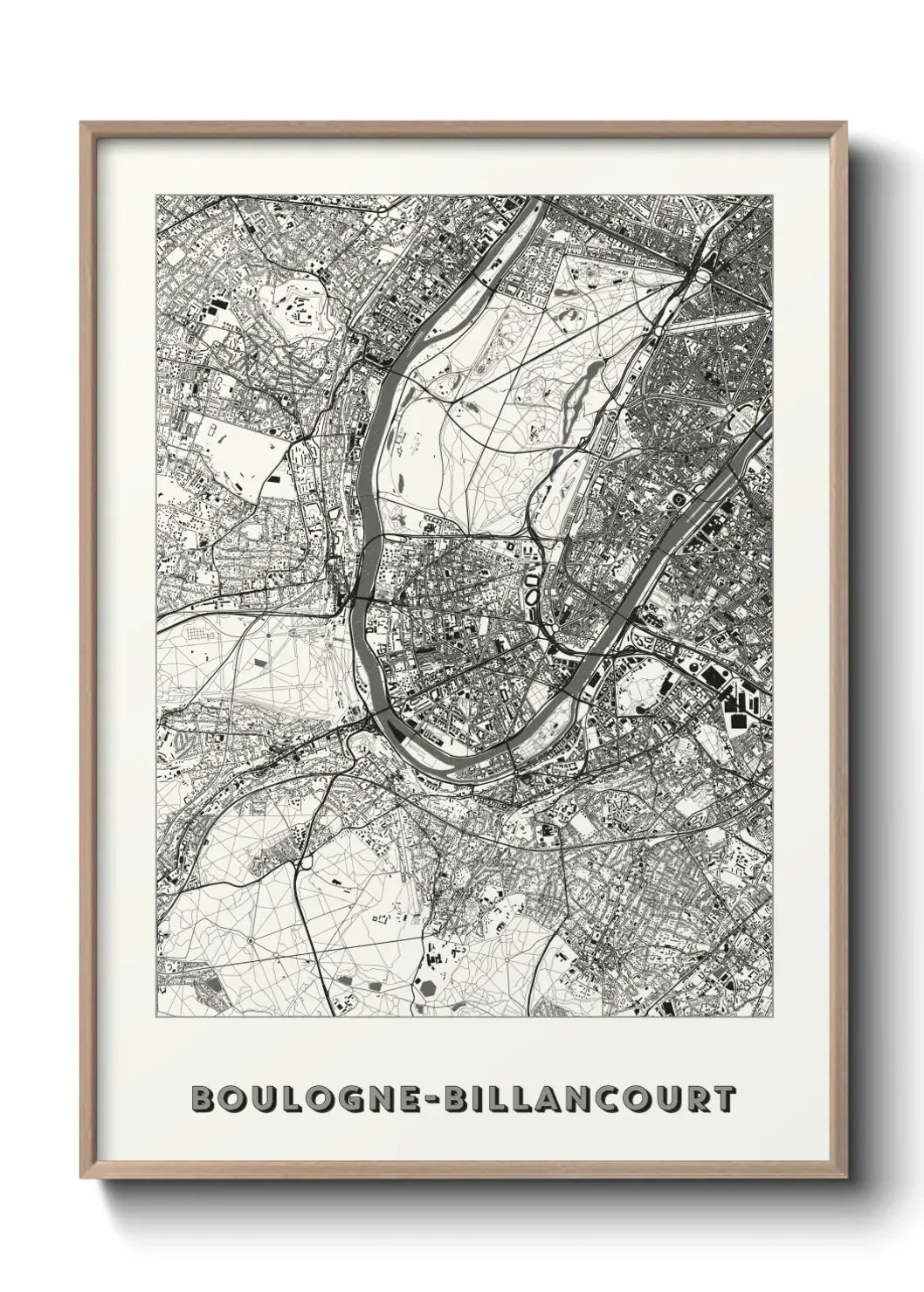 Un poster carte Boulogne-Billancourt