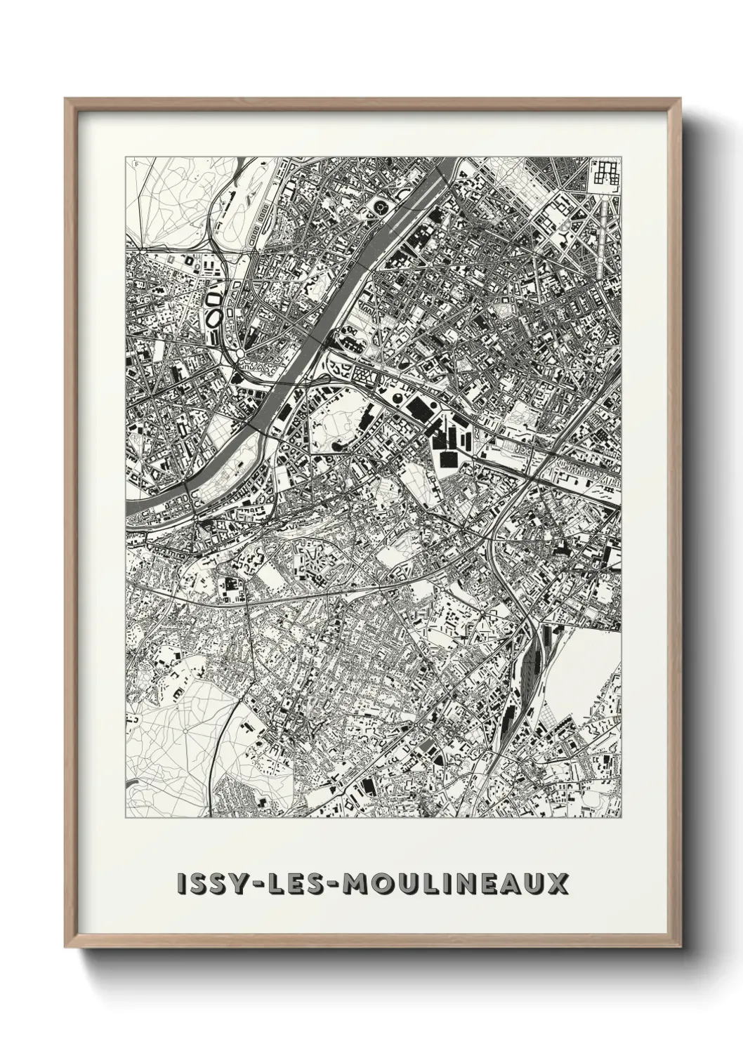 Un poster carte Issy-les-Moulineaux