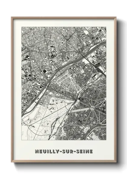 Une affiche de carte sur Neuilly-sur-Seine