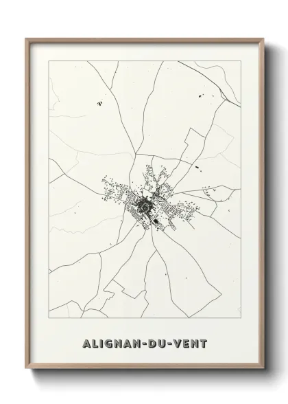 Une affiche de carte sur Alignan-du-Vent