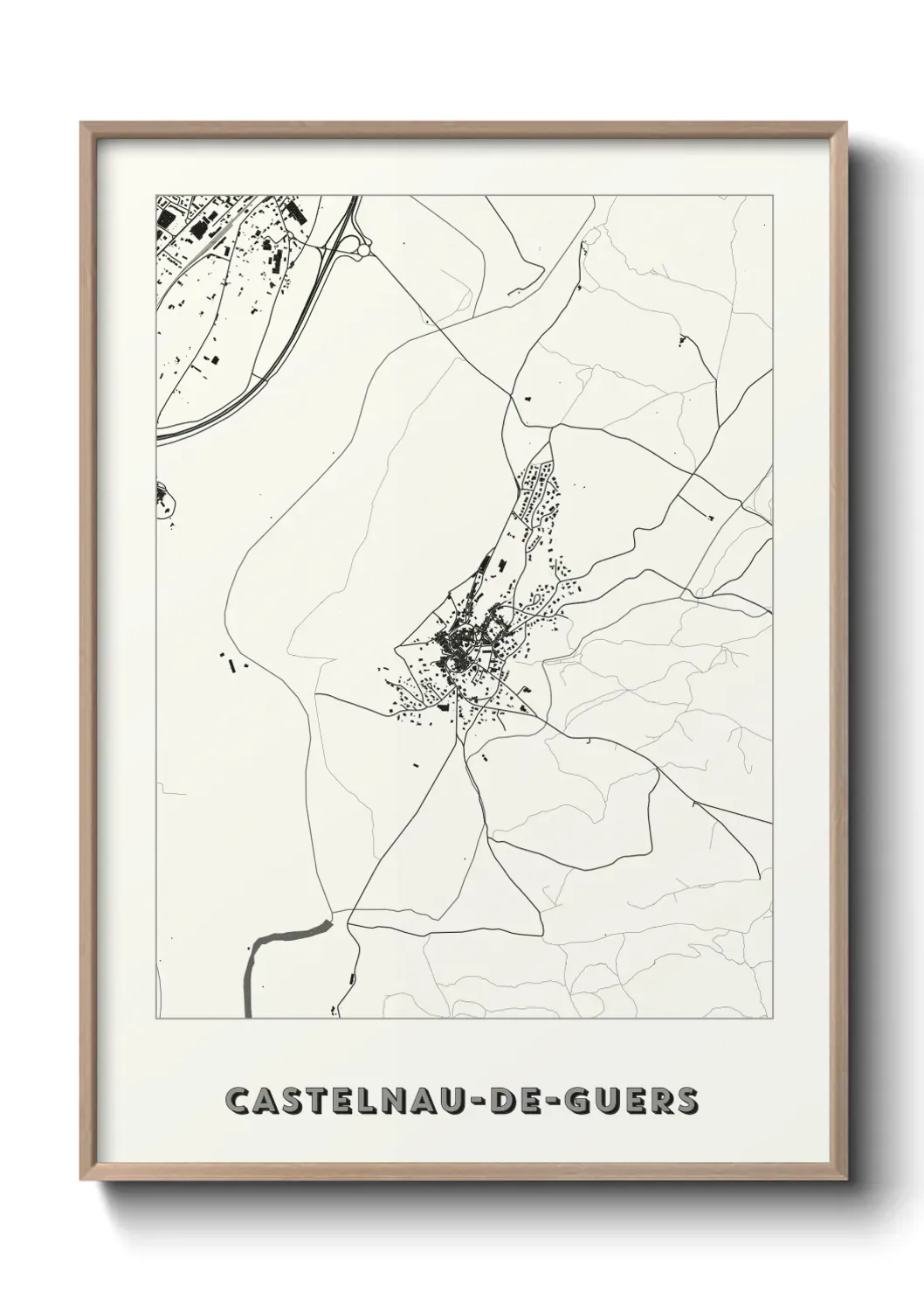 Un poster carte Castelnau-de-Guers