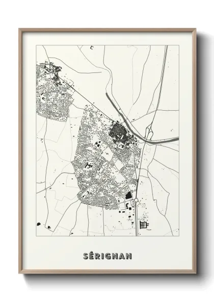 Une affiche de carte sur Sérignan