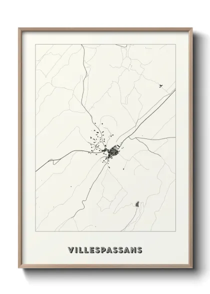 Une affiche de carte sur Villespassans