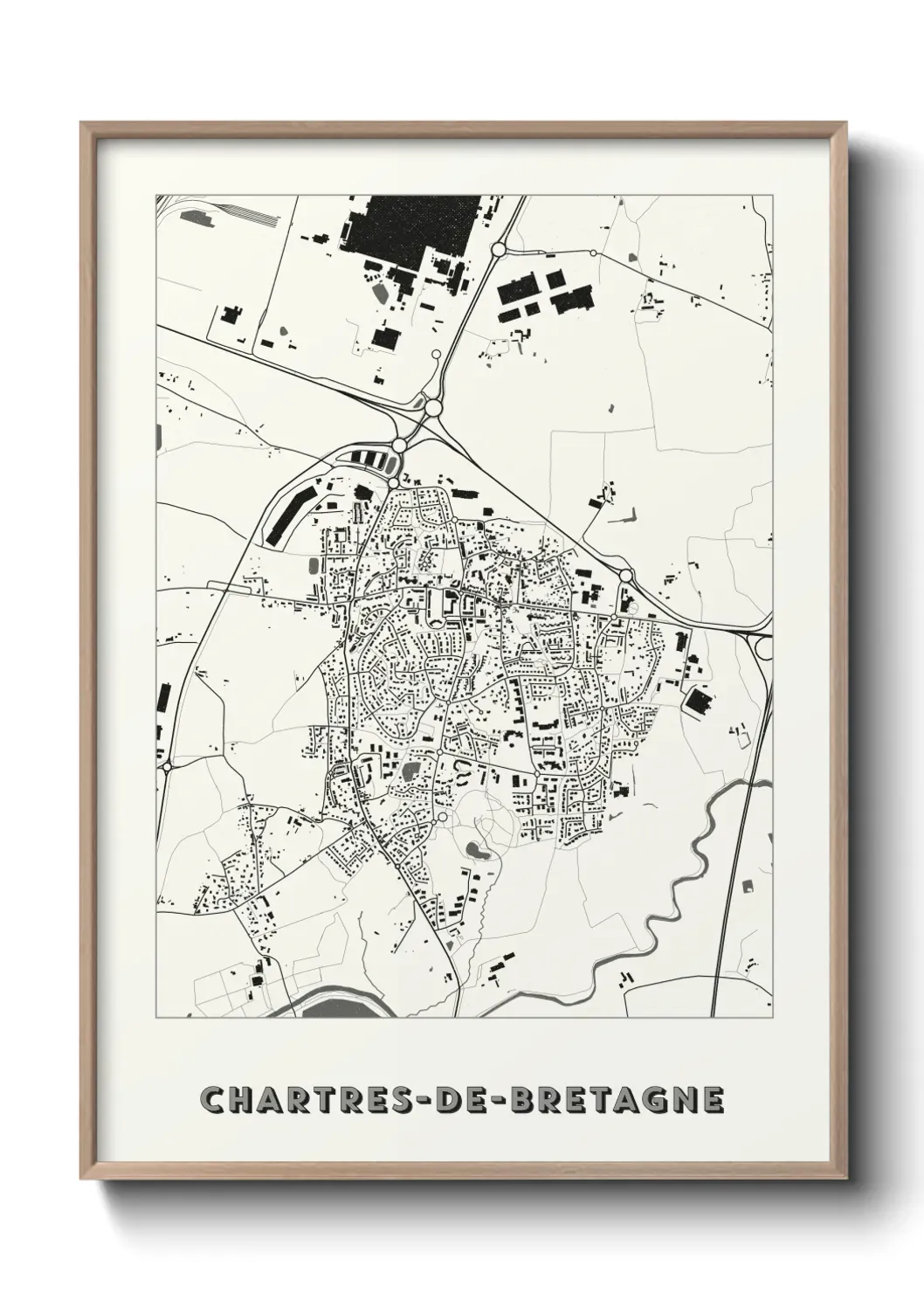 Un poster carte Chartres-de-Bretagne