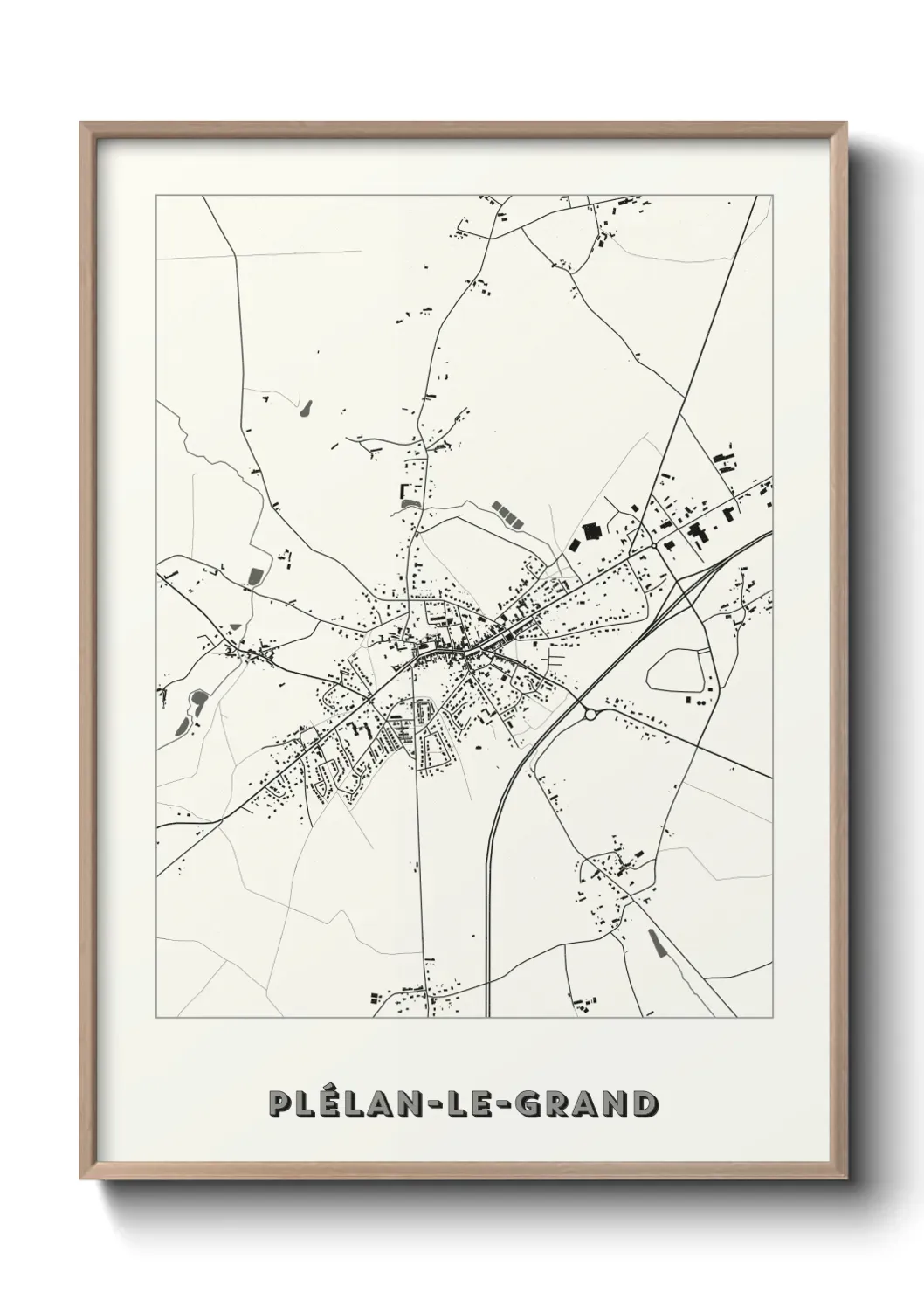 Un poster carte Plélan-le-Grand