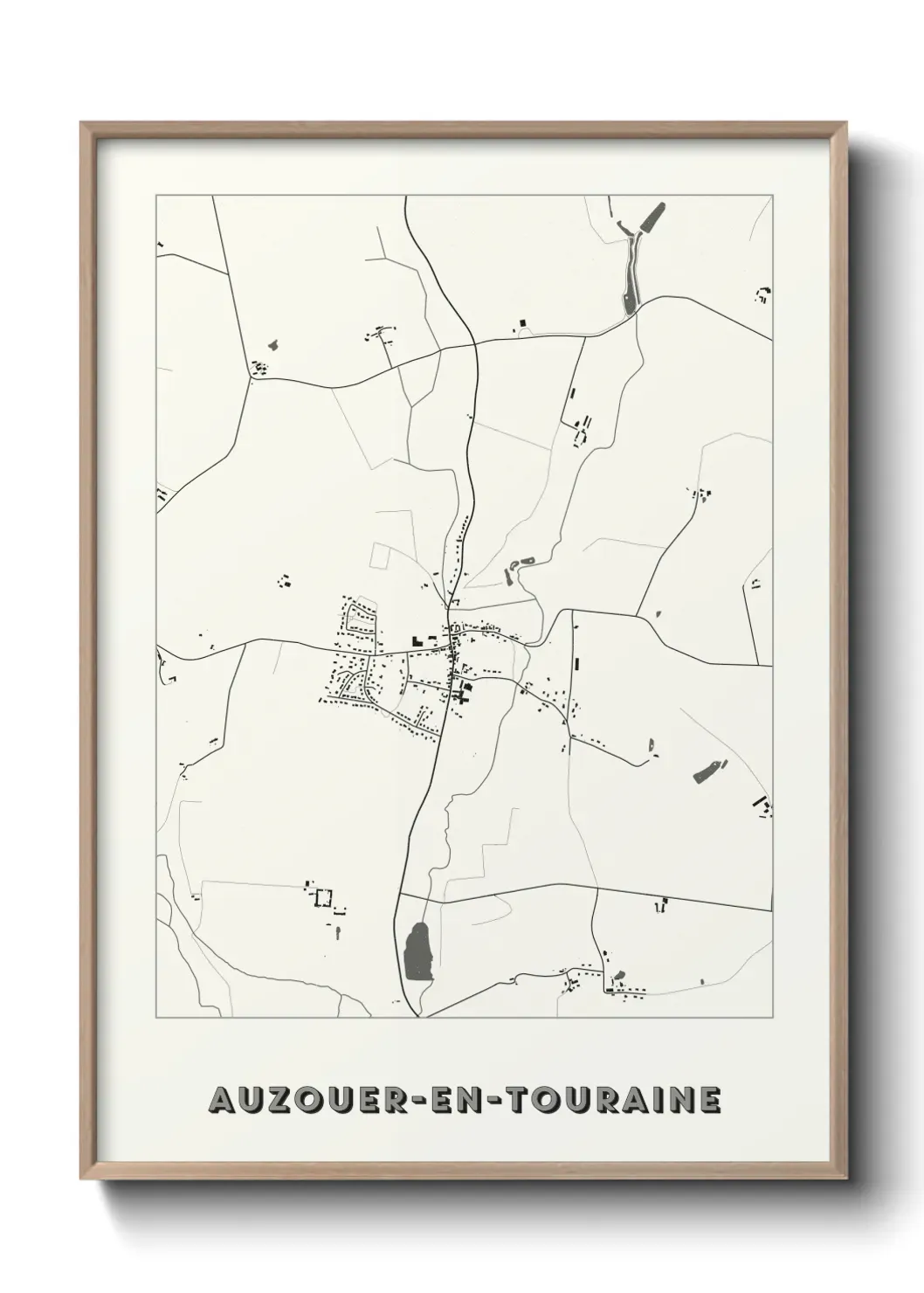 Un poster carte Auzouer-en-Touraine