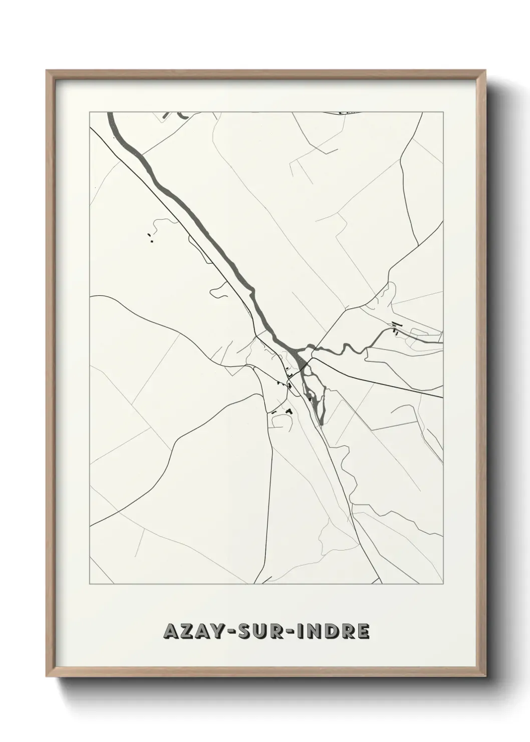 Un poster carte Azay-sur-Indre