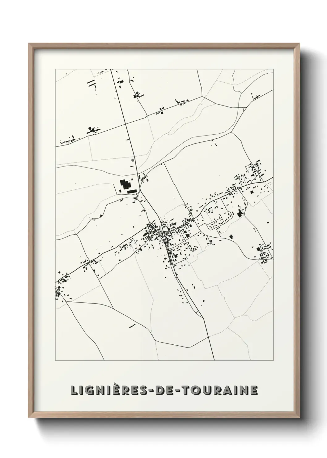 Un poster carte Lignières-de-Touraine