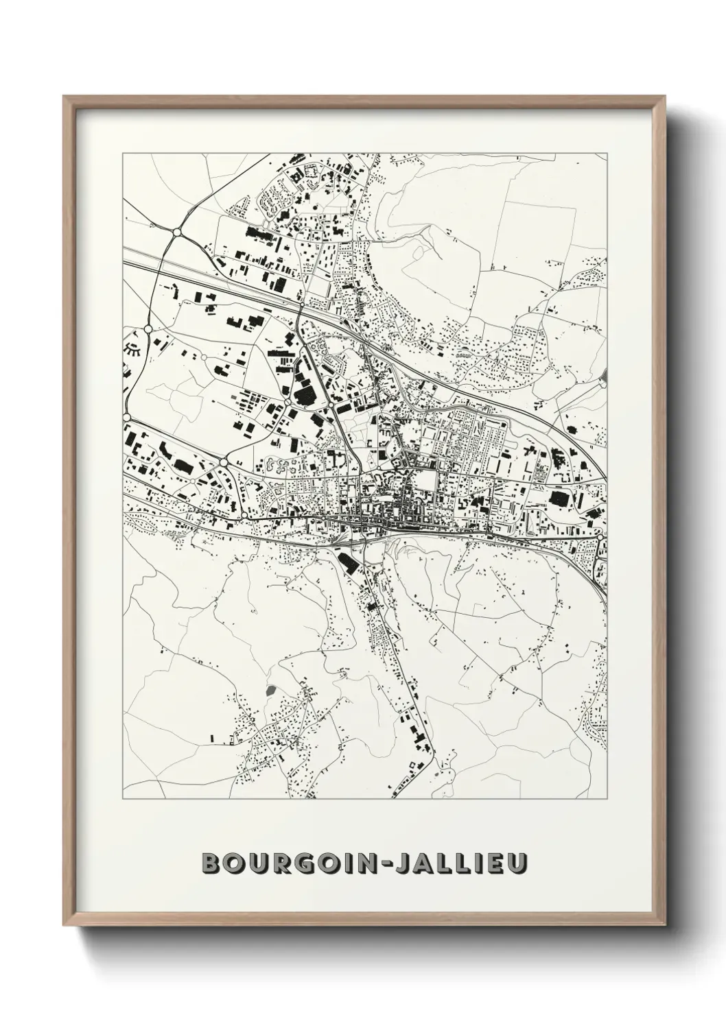 Un poster carte Bourgoin-Jallieu