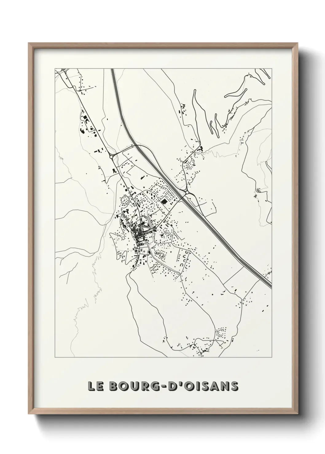 Un poster carte Le Bourg-d'Oisans