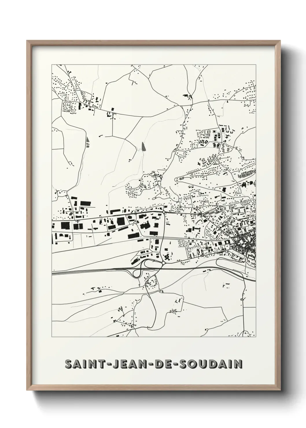 Un poster carte Saint-Jean-de-Soudain
