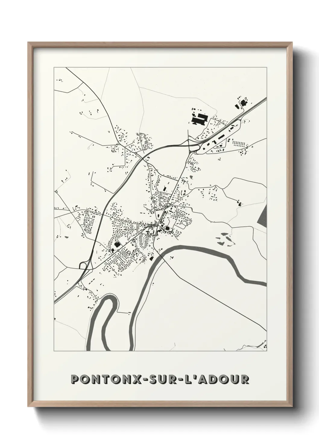 Un poster carte Pontonx-sur-l'Adour