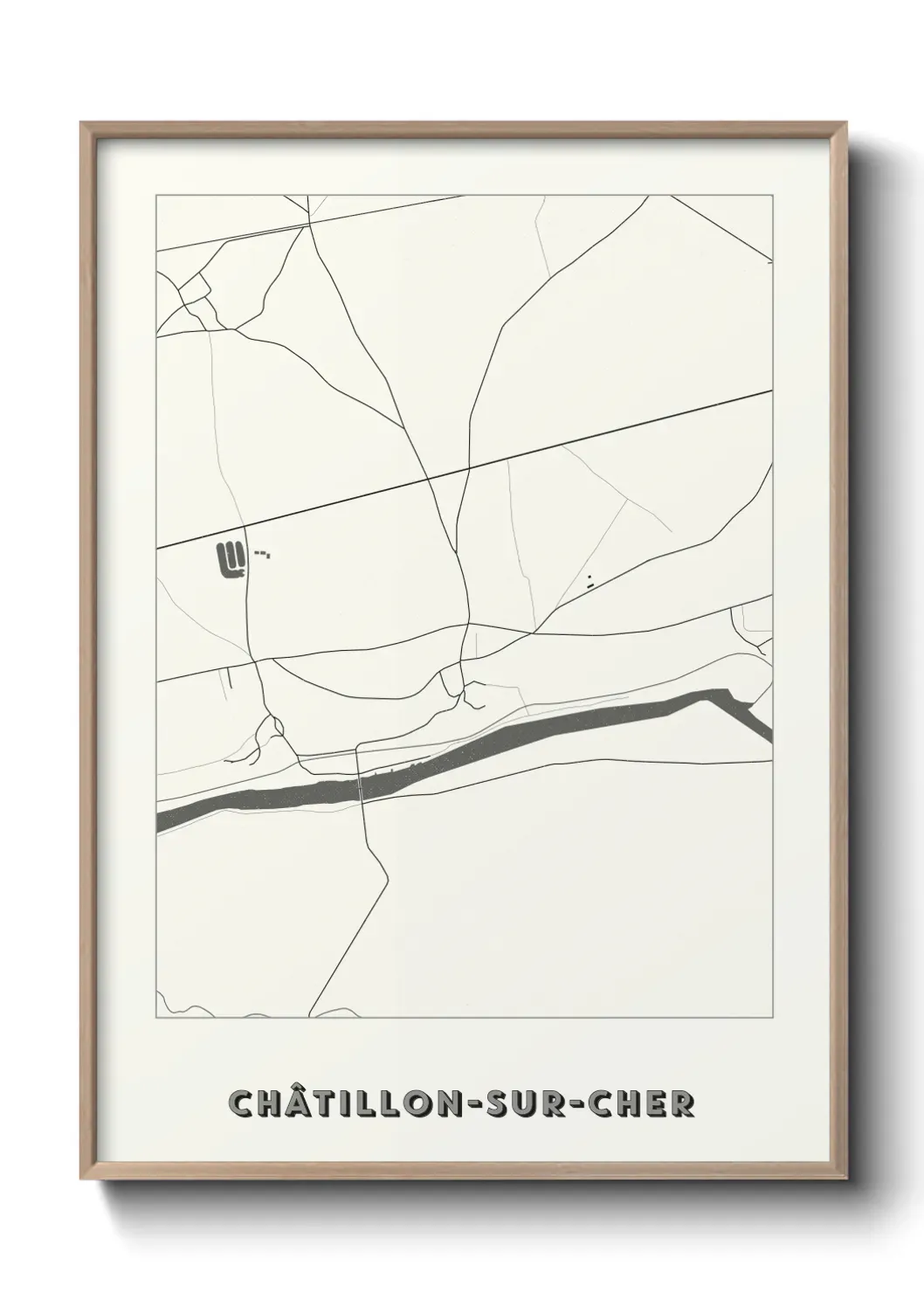 Un poster carte Châtillon-sur-Cher