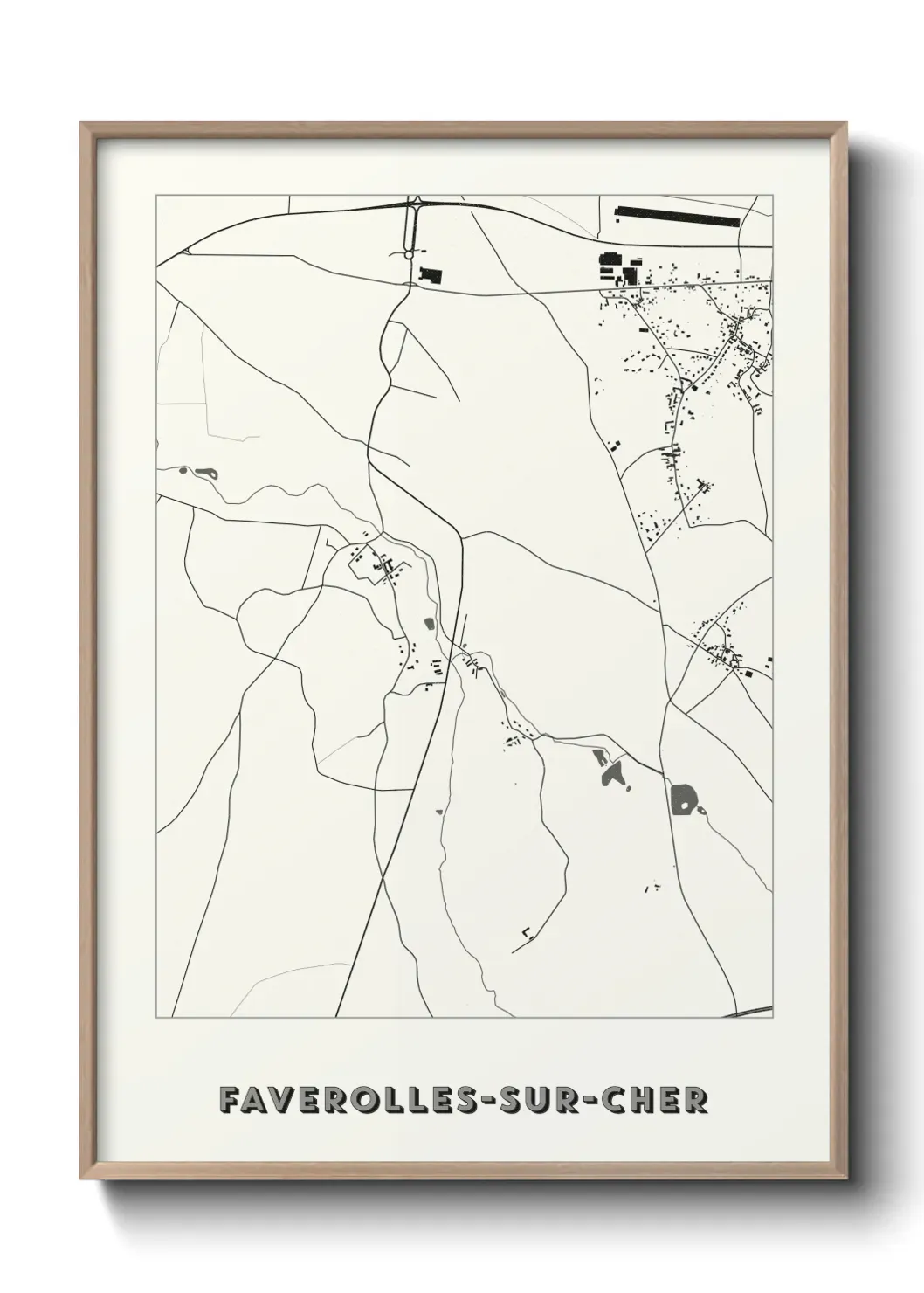 Un poster carte Faverolles-sur-Cher