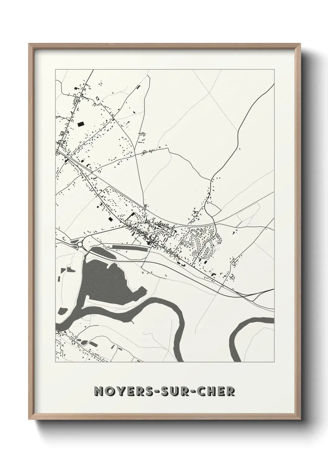 Un poster carte Noyers-sur-Cher