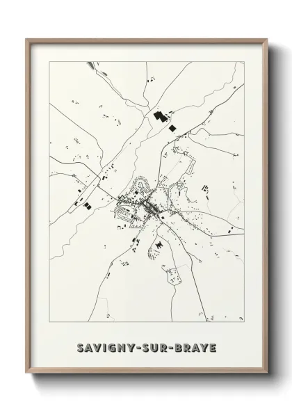 Une affiche de carte sur Savigny-sur-Braye