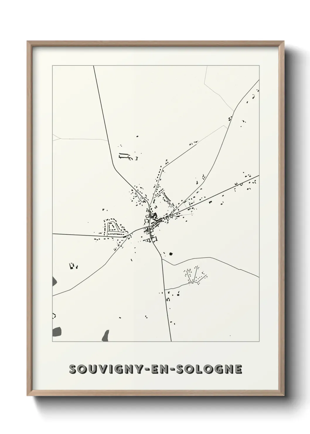 Un poster carte Souvigny-en-Sologne