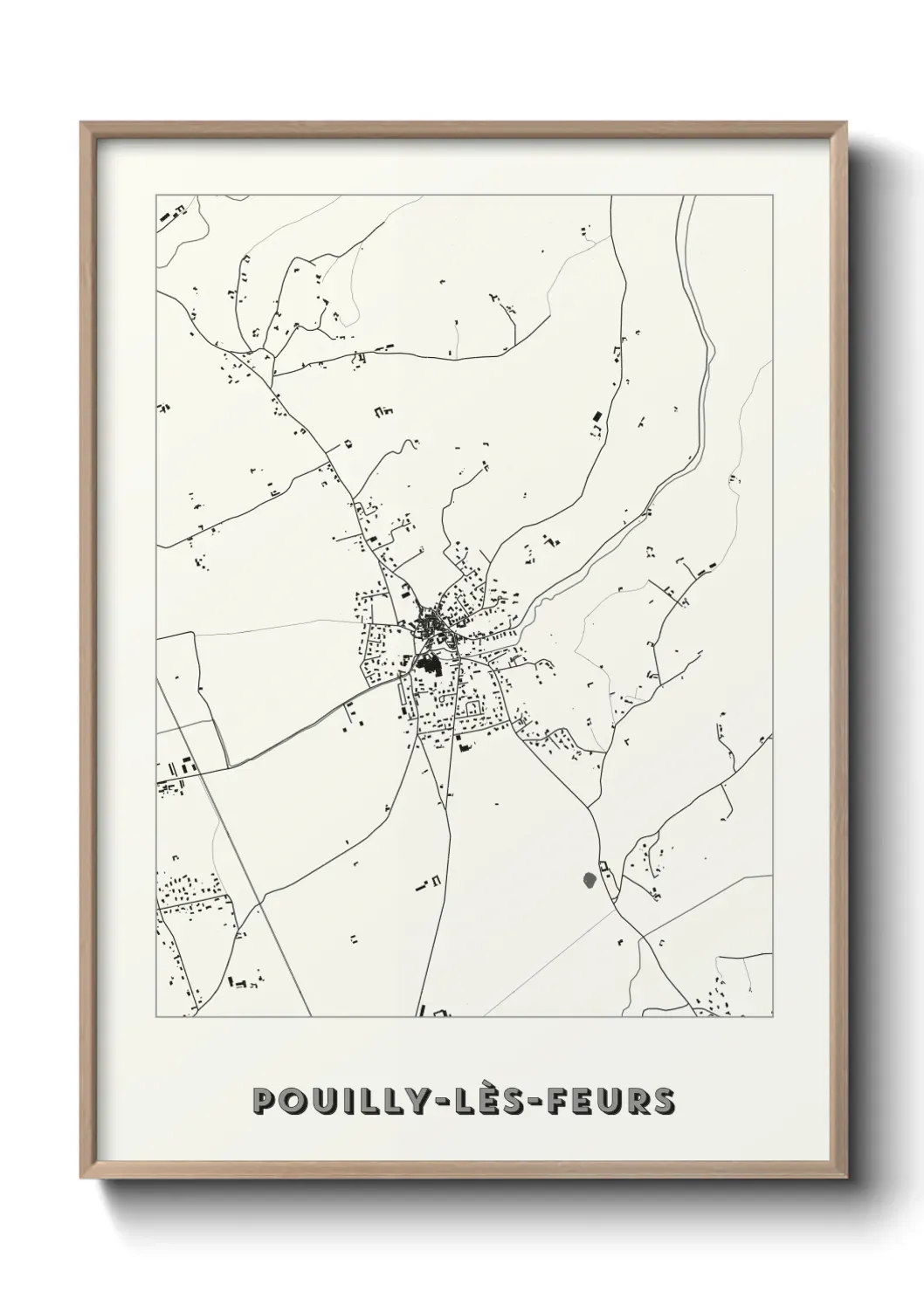 Un poster carte Pouilly-lès-Feurs