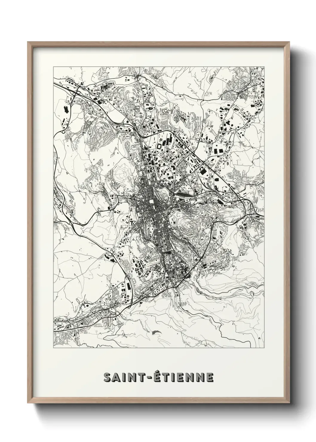 Un poster carte Saint-Étienne