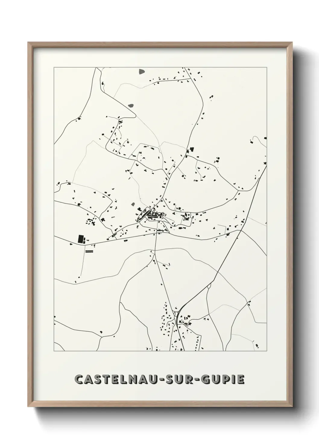 Un poster carte Castelnau-sur-Gupie