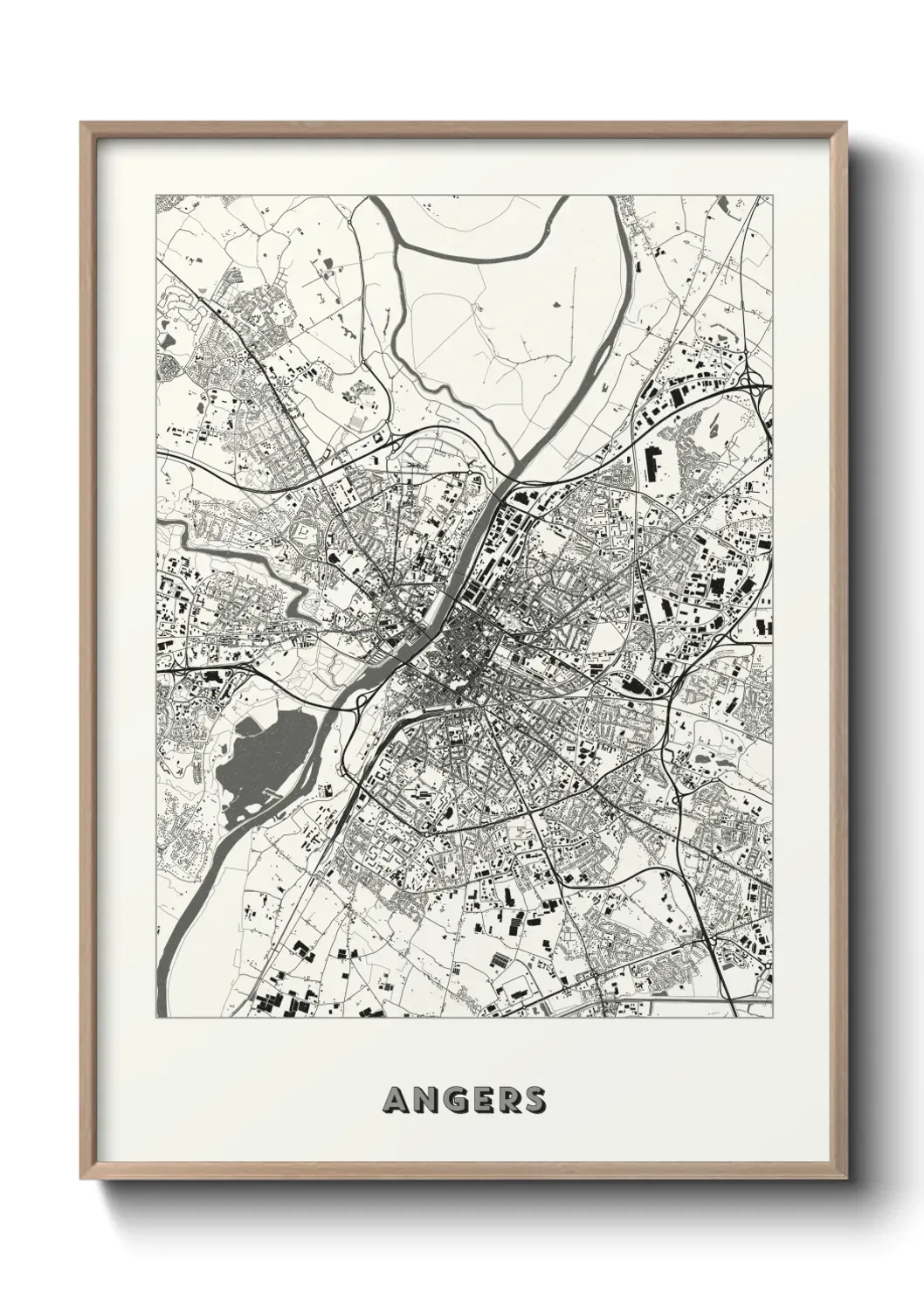 Un poster carte Angers