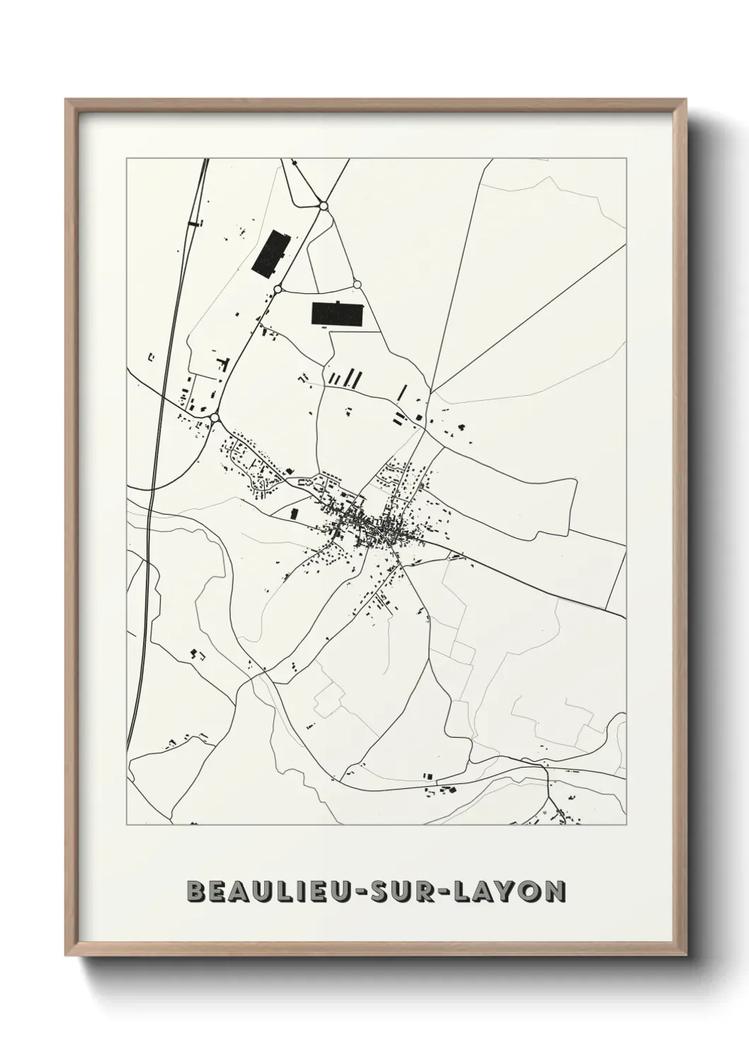 Un poster carte Beaulieu-sur-Layon