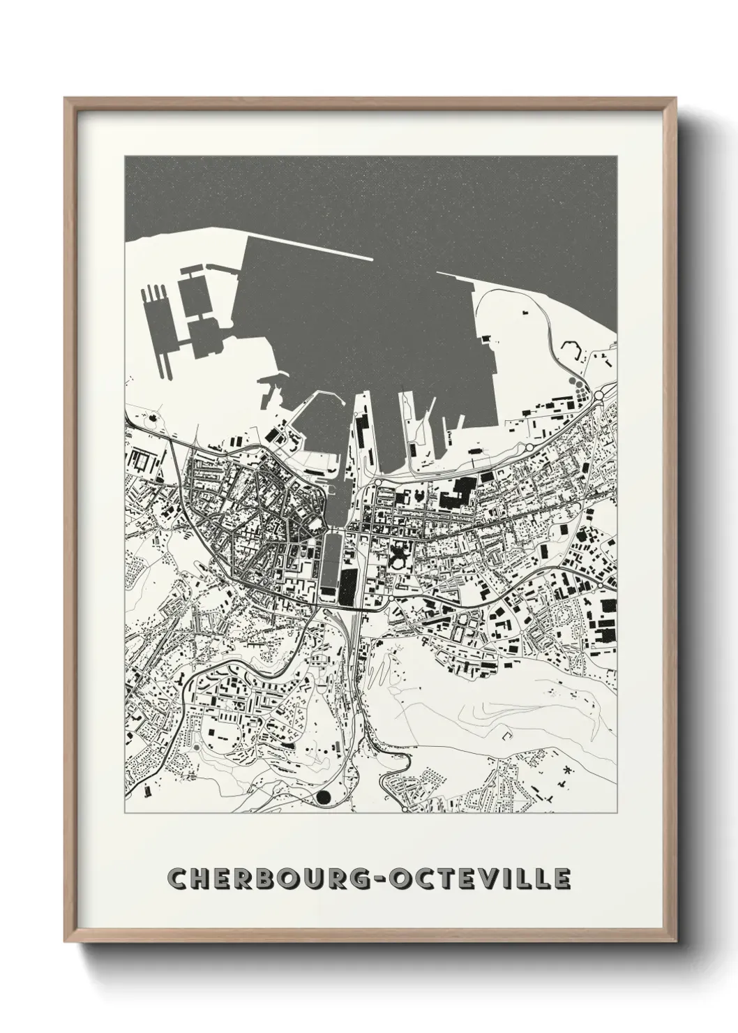 Un poster carte Cherbourg-Octeville