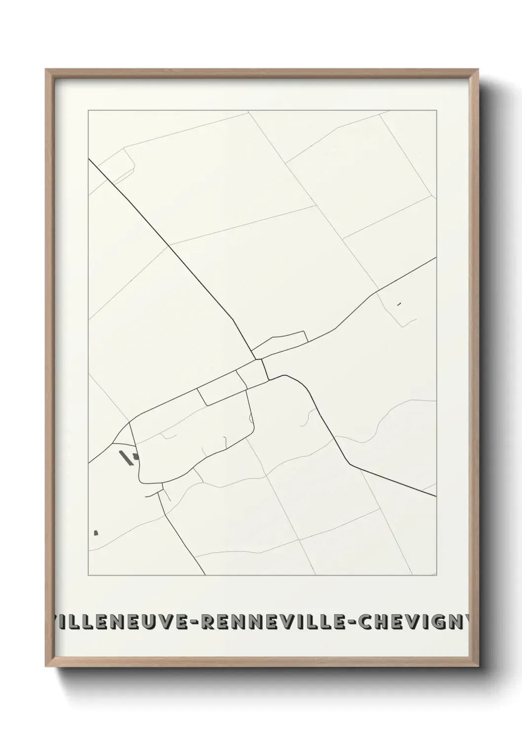Un poster carte Villeneuve-Renneville-Chevigny