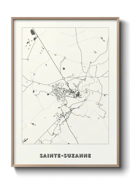 Une affiche de carte sur Sainte-Suzanne
