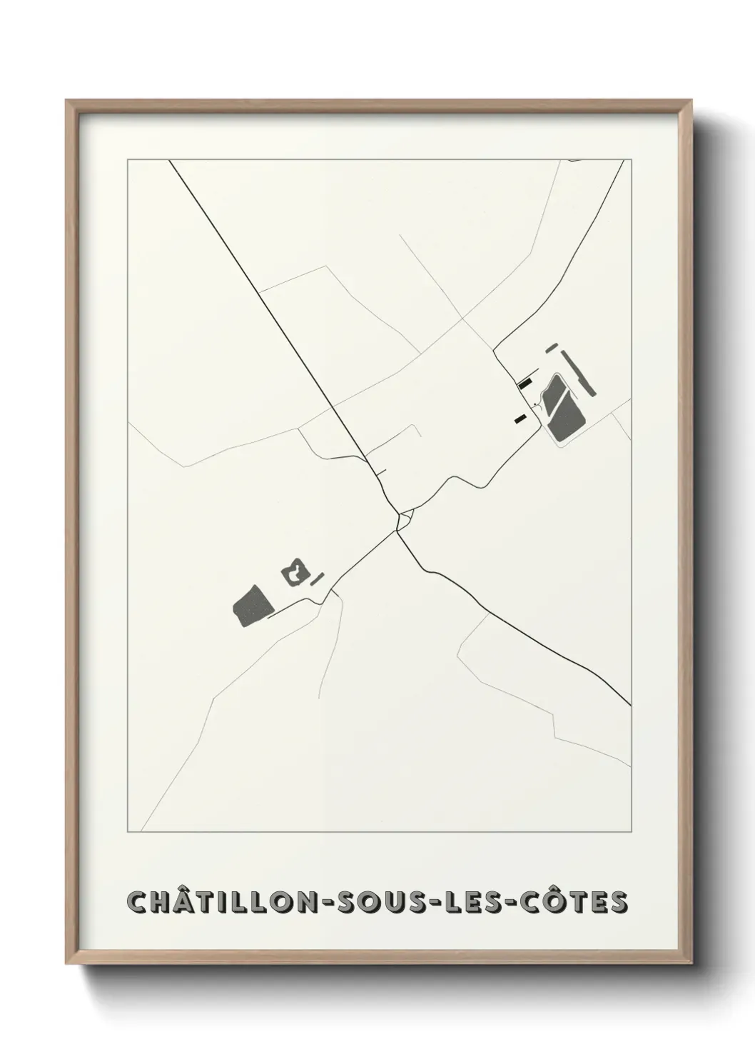 Un poster carte Châtillon-sous-les-Côtes