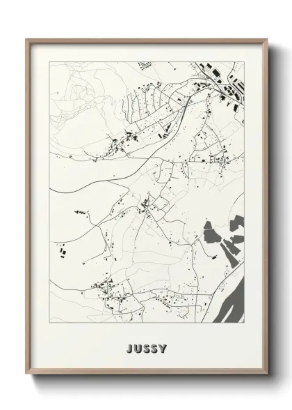 Une affiche de carte sur Jussy