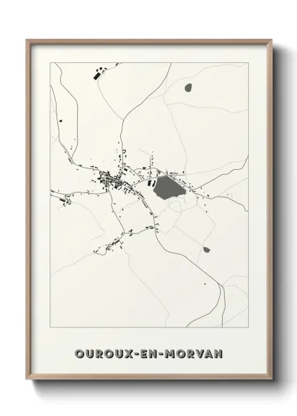 Une affiche de carte sur Ouroux-en-Morvan