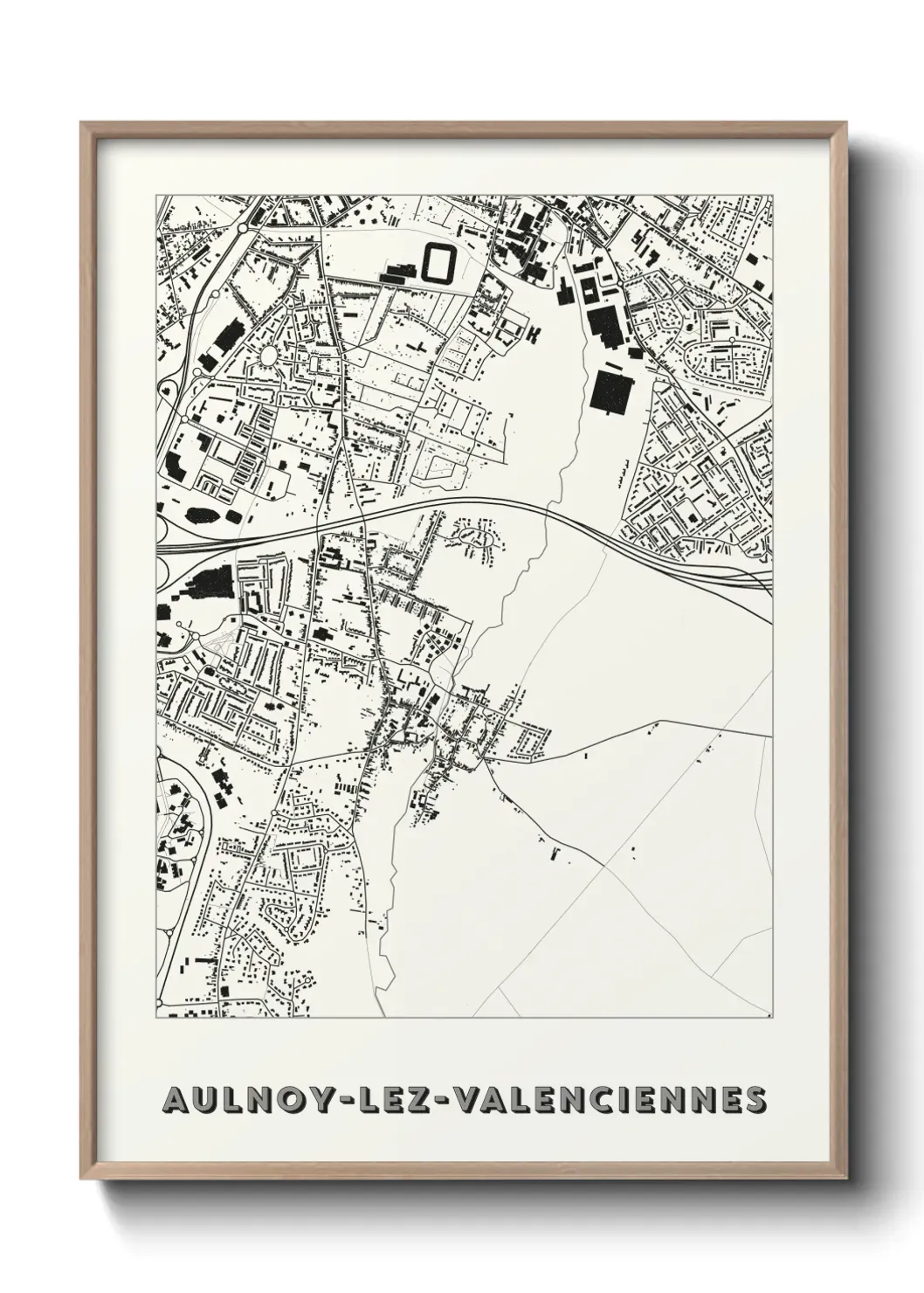 Un poster carte Aulnoy-lez-Valenciennes