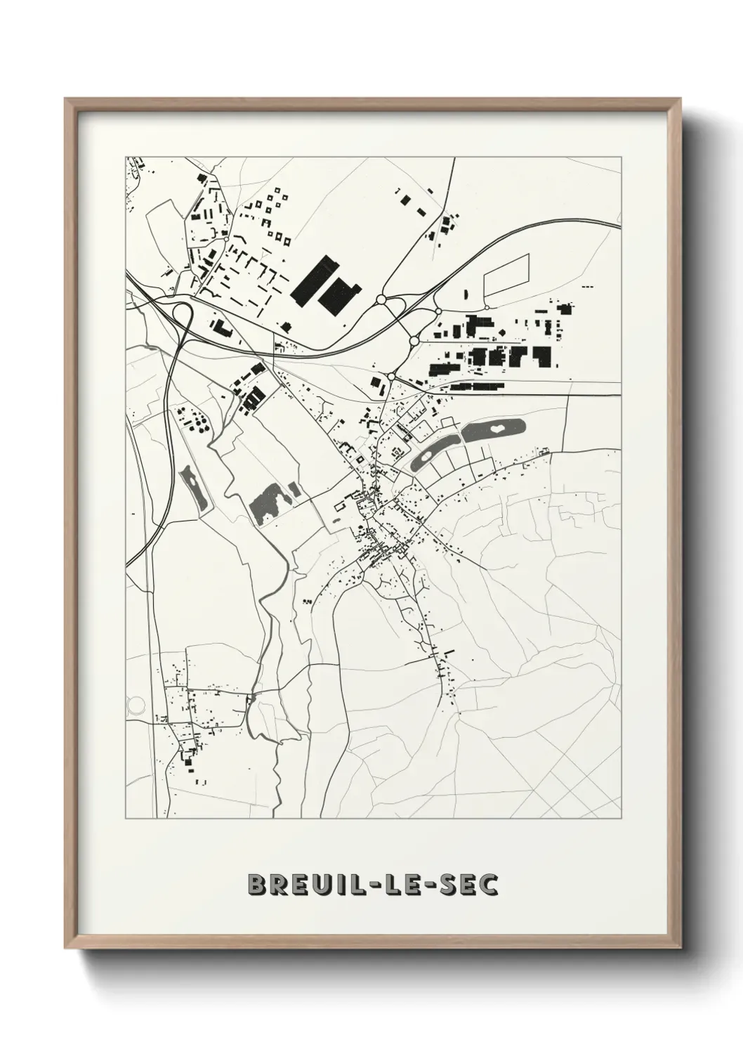 Un poster carte Breuil-le-Sec