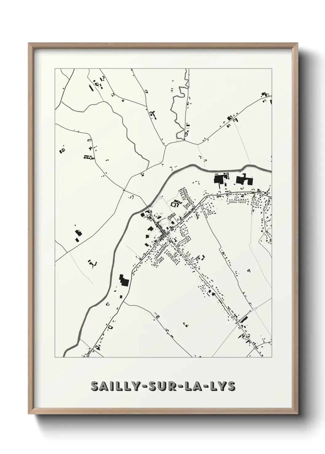 Un poster carte Sailly-sur-la-Lys