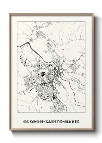Une affiche de carte sur Oloron-Sainte-Marie
